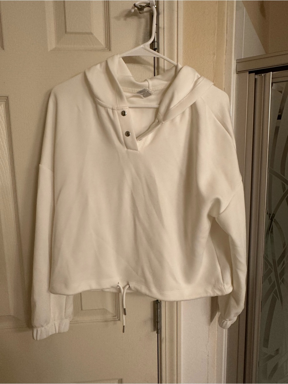 Women's White Hooded Pullover Sweatshirt